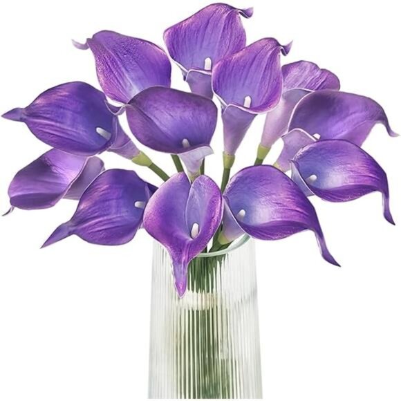 Calla Lily Purple Artificial Flowers 12Pcs Table Flower Decor Faux Calla Lilies - Picture 7 of 7